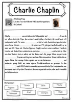 Vorschau - Unterrichtsreihen - Charlie Chaplin Lückentext mit Wortspeicher Hörverstehen und Suchsel - Seite 1