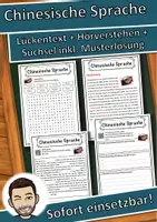 Vorschau - Unterrichtsreihen - Chinesische Sprache Lückentext mit Wortspeicher Hörverstehen und Suchsel - Deckblatt