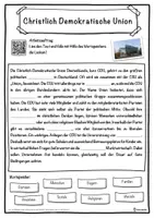 Vorschau - Unterrichtsreihen - Christlich Demokratische Union Lückentext mit Wortspeicher Hörverstehen und Suchsel - Seite 1