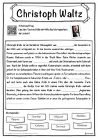Vorschau - Unterrichtsreihen - Christoph Waltz Lückentext mit Wortspeicher Hörverstehen und Suchsel - Seite 1