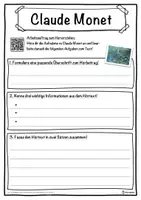 Vorschau - Unterrichtsreihen - Claude Monet Lückentext mit Wortspeicher Hörverstehen und Suchsel - Seite 3