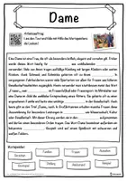 Vorschau - Unterrichtsreihen - Dame Lückentext mit Wortspeicher Hörverstehen und Suchsel - Seite 1