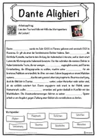 Vorschau - Unterrichtsreihen - Dante Alighieri Lückentext mit Wortspeicher Hörverstehen und Suchsel - Seite 1