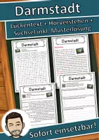Vorschau - Unterrichtsreihen - Darmstadt Lückentext mit Wortspeicher Hörverstehen und Suchsel - Deckblatt