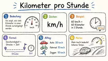 Vorschau - Arbeitsblätter - AB mit Fragen zum Thema "Kilometer pro Stunde" + Lösungsblatt + Infografik - Seite 1