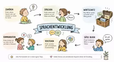 Vorschau - Arbeitsblätter - Arbeitsblatt "Sprachentwicklung" + interaktive Lösung & MP3 + Mindmap + Infografik - Seite 1