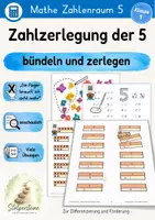 Vorschau - Arbeitsblätter - Zahlenraum 5: Von Punkten zu Ziffern, bündeln und zerlegen, Teil-Teil-Ganzes - Deckblatt