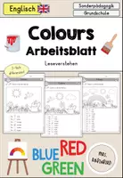 Vorschau - Arbeitsblätter - Farben Colours Arbeitsblatt Leseverstehen - Englisch differenziert - Deckblatt