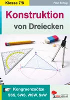 Vorschau - Arbeitsblätter - Konstruktion von Dreiecken | Mathematik Geometrie Sekundarstufe Klasse 7-8 | Geometrie, Kongruenz, Kongruenzsätze, Thaleskreis, Zirkel, Geodreieck | Übungen Vertretungsstunden Arbeitsblätter Kopiervorlagen mit Lösungen - Deckblatt