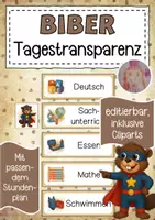 Vorschau - Bildkarten - Biberklasse Tagestransparenz Klassentier Biber - Deckblatt