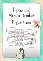Vorschau - Anderer Materialtyp - Pinguin Klasse: Tages- und Monatskärtchen - Deckblatt