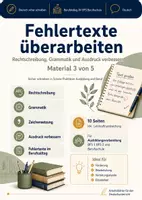 Vorschau - Arbeitsblätter - Fehlertexte überarbeiten Deutsch Arbeitsblätter Berufskolleg Schreibtraining - Deckblatt