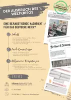 Vorschau - Arbeitsblätter - Differenziert: Das Attentat von Sarajevo & der Ausbruch des Krieges - eine beängstigende Nachricht für das Deutsche Reich? - Deckblatt