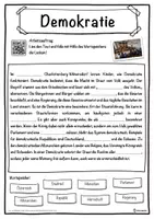 Vorschau - Stundenentwürfe - Demokratie Lückentext mit Wortspeicher Hörverstehen und Suchsel - Seite 1