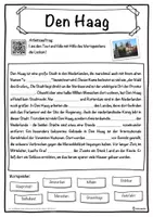 Vorschau - Unterrichtsreihen - Den Haag Lückentext mit Wortspeicher Hörverstehen und Suchsel - Seite 1