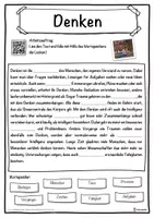 Vorschau - Unterrichtsreihen - Denken Lückentext mit Wortspeicher Hörverstehen und Suchsel - Seite 1