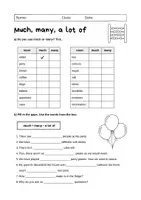 Vorschau - Arbeitsblätter - Much, Many, A lot of (Quantifiers): Grammar (English) - Seite 1