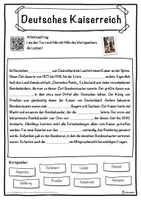 Vorschau - Unterrichtsreihen - Deutsches Kaiserreich Lückentext mit Wortspeicher Hörverstehen und Suchsel - Seite 1