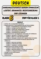 Vorschau - Arbeitsblätter - Jahrgangsstufentest Bayern Gymnasium Lesetext, Grammatik, Rechtschreibung und Lösungen Klasse 5 & Klasse 6 - Deckblatt