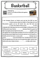 Vorschau - Unterrichtsreihen - Basketball Lückentext mit Wortspeicher Hörverstehen und Suchsel - Seite 1