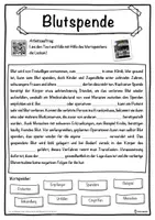 Vorschau - Unterrichtsreihen - Blutspende Lückentext mit Wortspeicher Hörverstehen und Suchsel - Seite 1