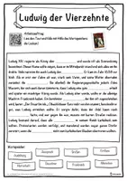 Vorschau - Unterrichtsreihen - Ludwig der Vierzehnte Lückentext mit Wortspeicher Hörverstehen und Suchsel - Seite 1