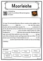 Vorschau - Unterrichtsreihen - Moorleiche Lückentext mit Wortspeicher Hörverstehen und Suchsel - Seite 1