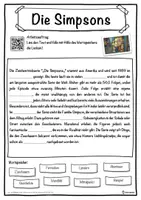 Vorschau - Unterrichtsreihen - Die Simpsons Lückentext mit Wortspeicher Hörverstehen und Suchsel - Seite 1