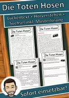 Vorschau - Unterrichtsreihen - Die Toten Hosen Lückentext mit Wortspeicher Hörverstehen und Suchsel - Deckblatt