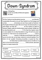 Vorschau - Unterrichtsreihen - Down-Syndrom Lückentext mit Wortspeicher Hörverstehen und Suchsel - Seite 1