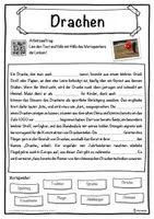 Vorschau - Unterrichtsreihen - Drachen Lückentext mit Wortspeicher Hörverstehen und Suchsel - Seite 1