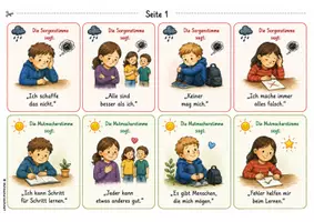 Vorschau - Poster - Sorgenstimme & Mutmacherstimme – Gedankenkarten zur Stärkung von Resilienz und Selbstvertrauen | Klassenrat | Coaching | Grundschule - Seite 1