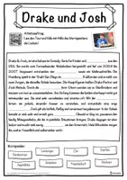 Vorschau - Unterrichtsreihen - Drake und Josh Lückentext mit Wortspeicher Hörverstehen und Suchsel - Seite 1