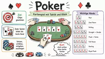 Vorschau - Arbeitsblätter - AB mit Fragen zum Thema "Poker" + Lösungsblatt + Mindmap + Infografik - Seite 1