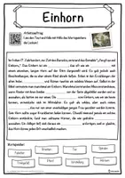 Vorschau - Unterrichtsreihen - Einhorn Lückentext mit Wortspeicher Hörverstehen und Suchsel - Seite 1