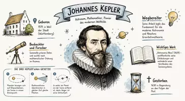 Vorschau - Arbeitsblätter - AB mit Fragen zum Thema "Johannes Kepler" + Lösungsblatt + Mindmap + Infografik - Seite 1
