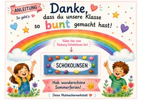 Vorschau - Bildkarten - Sommerferien - Geschenk – Danke - Abschiedsgeschenk - Ferien - Seite 1