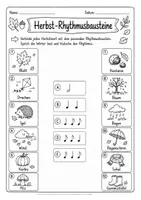 Vorschau - Stundenentwürfe - Rhythmusbausteine Herbst – Differenzierte Arbeitsblätter, Rhythmuskarten, Body Percussion und Tafelmaterial für die Grundschule - Seite 1