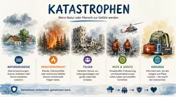 Vorschau - Arbeitsblätter - Arbeitsblatt "Katastrophe" + Onlineübung & MP3 + Infografik - Seite 1