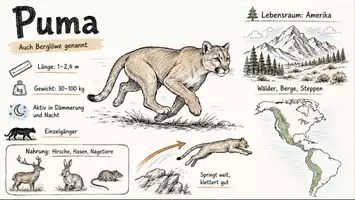 Vorschau - Arbeitsblätter - Arbeitsblatt "Puma" + Onlineübung & MP3 + Mindmap + Infografik - Seite 1