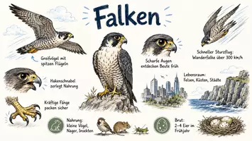 Vorschau - Arbeitsblätter - Arbeitsblätter zum Thema "Falken" (Lückentext, Hörverstehen) + Lösung & MP3 + Infografik - Seite 1