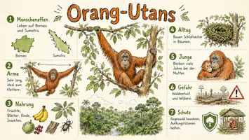 Vorschau - Arbeitsblätter - Arbeitsblätter zum Thema "Orang-Utans" + Lösung & MP3 + Mindmap + Infografik - Seite 1