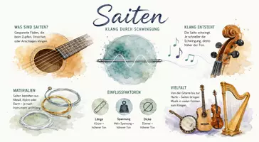 Vorschau - Arbeitsblätter - Arbeitsblatt "Saiten" + Onlineübung & MP3 + Infografik - Seite 1