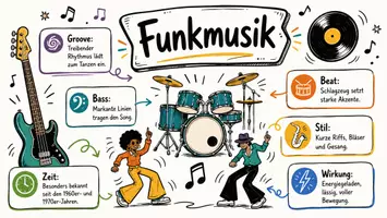 Vorschau - Arbeitsblätter - AB mit Fragen zum Thema "Funkmusik" + Lösungsblatt + Mindmap + Infografik - Seite 1