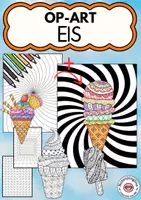 Vorschau - Mal- und Bastelvorlagen - Sommer Kunstprojekt Eis Op Art optische Täuschung - Deckblatt