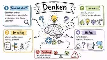 Vorschau - Arbeitsblätter - Arbeitsblätter zum Thema "Denken" + Lösung & MP3 + Infografik - Seite 1