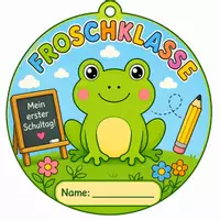 Vorschau - Bildkarten - Froschklasse Schild zum Umhängen Geburtstagskalender - Deckblatt