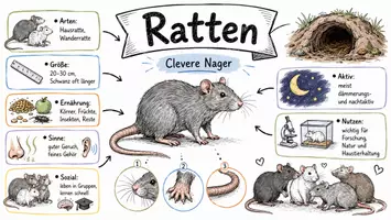 Vorschau - Arbeitsblätter - AB mit Fragen zum Thema "Ratten" + Lösungsblatt + Infografik - Seite 1