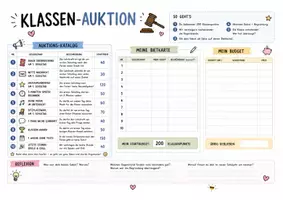 Vorschau - Arbeitsblätter - Klassenauktion - Letzte Stunde vor dem Schuljahresende - Deckblatt