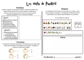 Aperçu - Feuilles d'exercices - Les maths de Poudlard - Révisions ludiques - Page de couverture